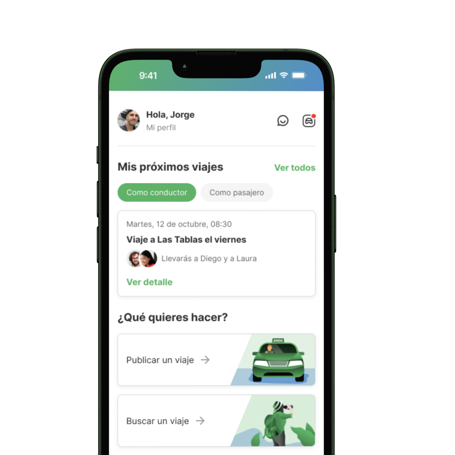 Pantalla principal de la app